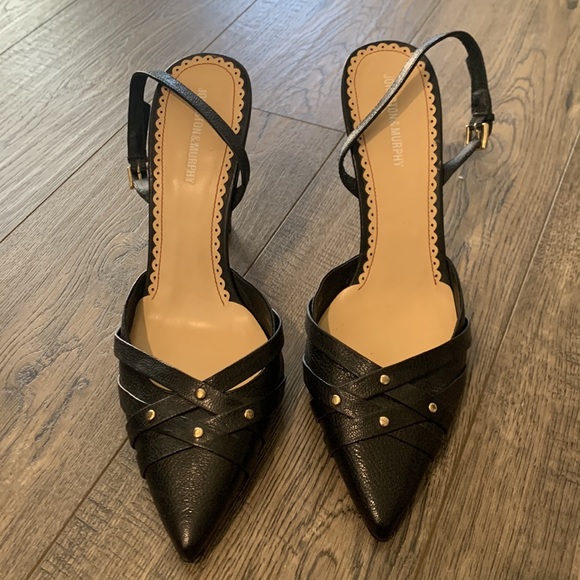 Johnston & Murphy Black Leather Slingback Heel Sz 9.5 - Picture 2 of 10